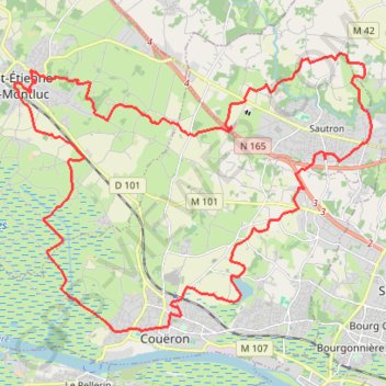Itinéraire Balade à Couéron, distance, dénivelé, altitude, carte, profil, trace GPS