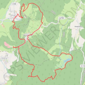 Itinéraire Legna, circuit des chapelles et le lax de Viremont, distance, dénivelé, altitude, carte, profil, trace GPS