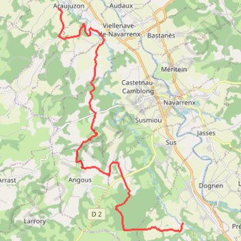 Itinéraire De Gurs à Araujuzon, distance, dénivelé, altitude, carte, profil, trace GPS