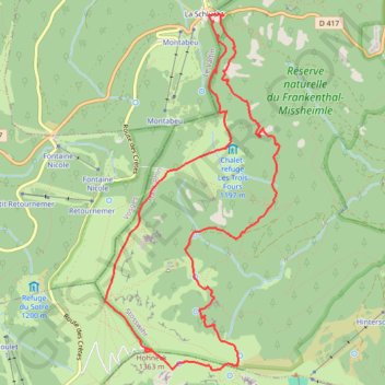 Itinéraire Sentier des roches, distance, dénivelé, altitude, carte, profil, trace GPS