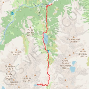 Itinéraire Lac du Chabarrou au départ du Pont d'Espagne, distance, dénivelé, altitude, carte, profil, trace GPS