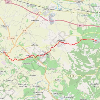 Itinéraire Chemin du Piémont Pyrénéen - d'Arzens à Fanjeaux, distance, dénivelé, altitude, carte, profil, trace GPS