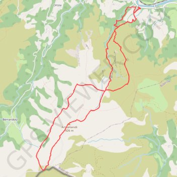 Itinéraire Artzamendi par Lantzuteko malda et les vires de Berandotze, distance, dénivelé, altitude, carte, profil, trace GPS