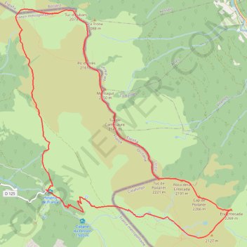 Itinéraire Era Entecada - Tuc de Poilanèr - Tuc de Campsaure - Montagut - Pic d'Arrès - Tuc d'Aubars, distance, dénivelé, altitude, carte, profil, trace GPS