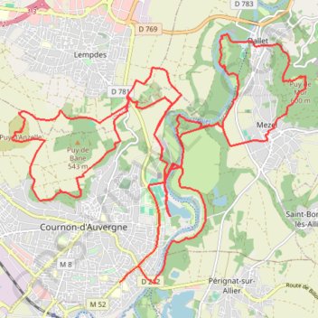 Itinéraire Trail Cournon LD - Cournon-d'Auvergne, distance, dénivelé, altitude, carte, profil, trace GPS