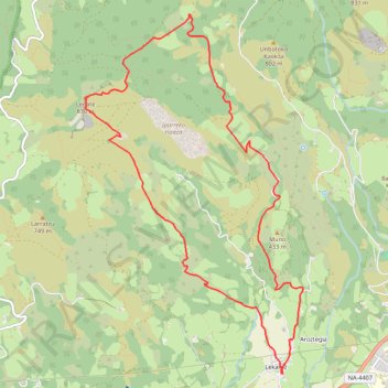Itinéraire Legate depuis Lekaroz (Baztan), distance, dénivelé, altitude, carte, profil, trace GPS
