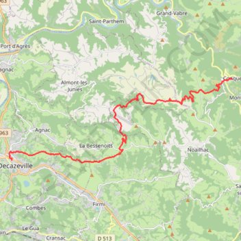 Itinéraire Conques - Decazeville, distance, dénivelé, altitude, carte, profil, trace GPS