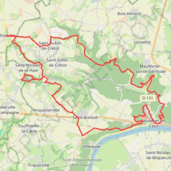 Itinéraire Rando au départ de Trouville Alliquerville, distance, dénivelé, altitude, carte, profil, trace GPS