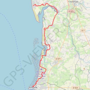 Itinéraire 1 GRANVILLE AGON-COUTAINVILLE 41km, distance, dénivelé, altitude, carte, profil, trace GPS