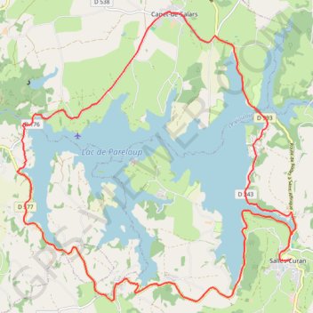 Itinéraire Circuit de Pareloup - Salles-Curan, distance, dénivelé, altitude, carte, profil, trace GPS