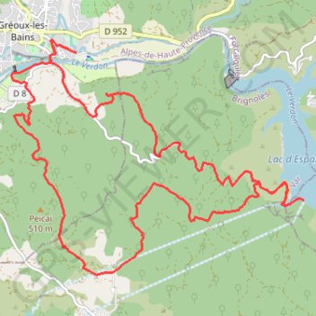 Itinéraire De Gréoux-les-Bains au Lac d'Esparron, distance, dénivelé, altitude, carte, profil, trace GPS