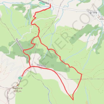 Itinéraire Massif du Baigura - Mendionde, distance, dénivelé, altitude, carte, profil, trace GPS