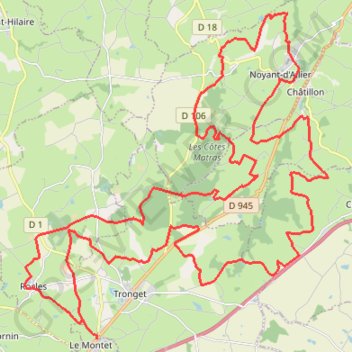 Itinéraire Bocage, distance, dénivelé, altitude, carte, profil, trace GPS