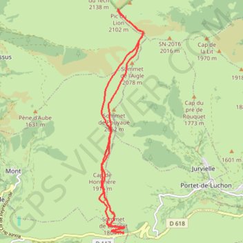 Itinéraire Pic du Lion depuis le Col de Peyresourde, distance, dénivelé, altitude, carte, profil, trace GPS