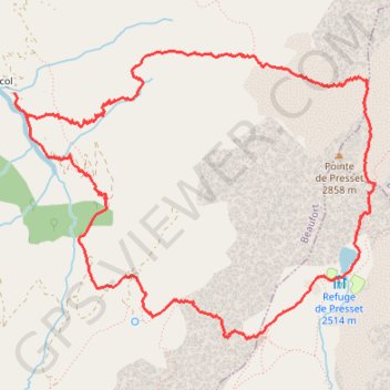 Itinéraire Un circuit du Lac de Presset - Beaufort, distance, dénivelé, altitude, carte, profil, trace GPS