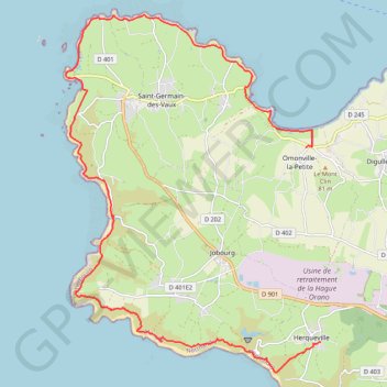 Itinéraire Cherbourg Carteret jour 2, distance, dénivelé, altitude, carte, profil, trace GPS