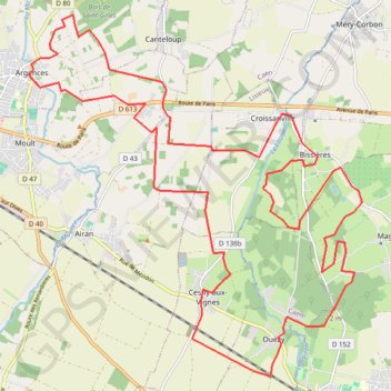 Itinéraire Argences, distance, dénivelé, altitude, carte, profil, trace GPS