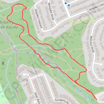 Itinéraire Bilberry Creek Ravine Loop, distance, dénivelé, altitude, carte, profil, trace GPS