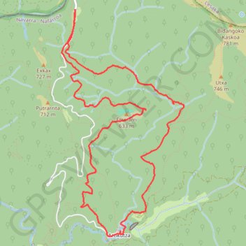 Itinéraire Circular en Artikutza con txikis, distance, dénivelé, altitude, carte, profil, trace GPS