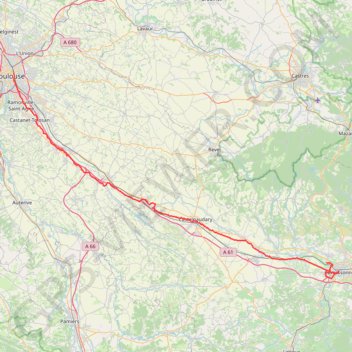 Itinéraire Toulouse - carcassonne, distance, dénivelé, altitude, carte, profil, trace GPS