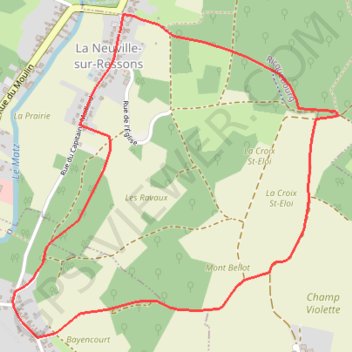 Itinéraire Circuit du Mont Bellot - La Neuville-sur-Ressons, distance, dénivelé, altitude, carte, profil, trace GPS