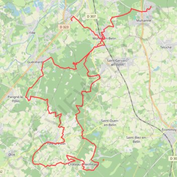 Itinéraire Moncé-en-Belin Cyclisme, distance, dénivelé, altitude, carte, profil, trace GPS