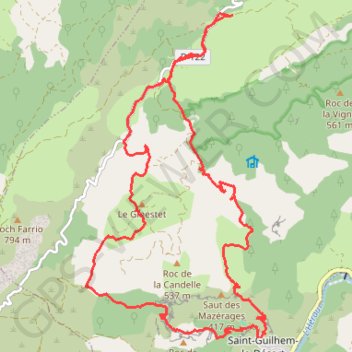 Itinéraire Saint-Guilhem Fenestrelles Lavagnes Mehnir Ermitage, distance, dénivelé, altitude, carte, profil, trace GPS