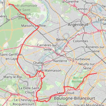 Itinéraire Paris - Maisons-Laffitte - Étang du Corra, distance, dénivelé, altitude, carte, profil, trace GPS