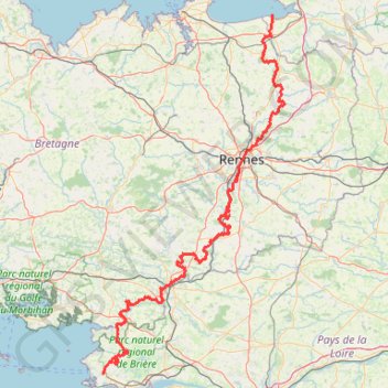 Itinéraire Guérande - Mont-Saint-Michel, distance, dénivelé, altitude, carte, profil, trace GPS