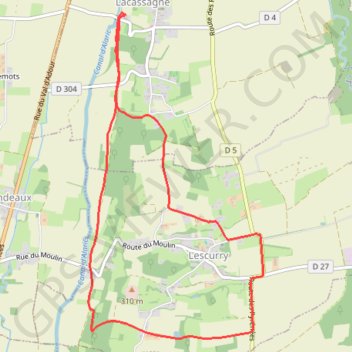 Itinéraire Autour de Lacassagne, distance, dénivelé, altitude, carte, profil, trace GPS