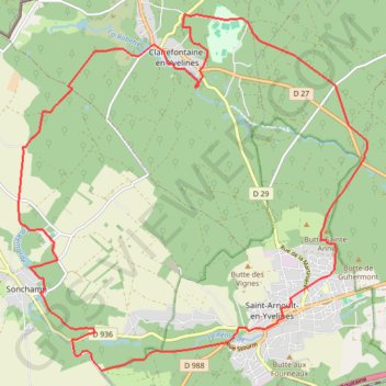 Itinéraire Saint Arnoult en Yvelines, distance, dénivelé, altitude, carte, profil, trace GPS