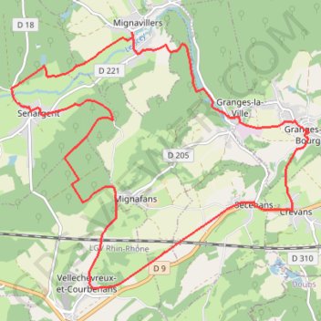 Itinéraire La Seigneurie de Granges - Mignavillers, distance, dénivelé, altitude, carte, profil, trace GPS