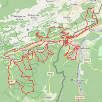 Itinéraire VTT - Coteaux du Viroin 90 Km, distance, dénivelé, altitude, carte, profil, trace GPS