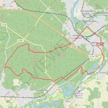 Itinéraire Bourron Marlotte, distance, dénivelé, altitude, carte, profil, trace GPS