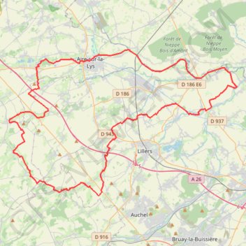 Itinéraire Tour de la Lys - Haverskerque, distance, dénivelé, altitude, carte, profil, trace GPS