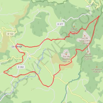 Itinéraire Par les Sucs de Montfol et de la Lauzière, distance, dénivelé, altitude, carte, profil, trace GPS