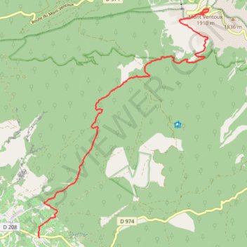 Itinéraire Le Mont ventoux, distance, dénivelé, altitude, carte, profil, trace GPS
