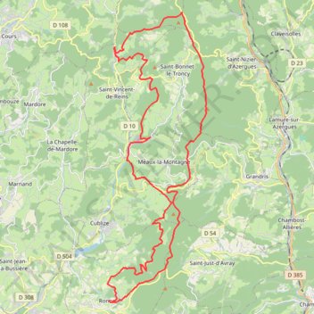 Itinéraire Randonnée VTT Ronno 48 Km 2025-22953505, distance, dénivelé, altitude, carte, profil, trace GPS