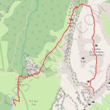 Itinéraire La Dent de Crolles par le trou du Glas, distance, dénivelé, altitude, carte, profil, trace GPS