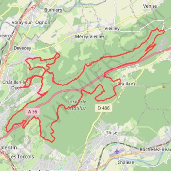 Itinéraire Dame Blanche (forêt de Chailluz), distance, dénivelé, altitude, carte, profil, trace GPS