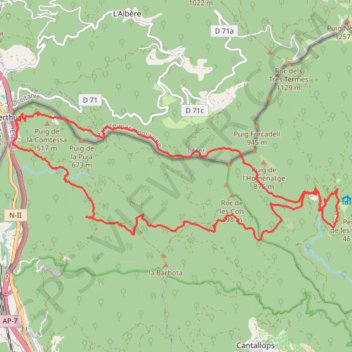 Itinéraire Le Perthus, Salt de Fito , Requesens,col Forcat, distance, dénivelé, altitude, carte, profil, trace GPS