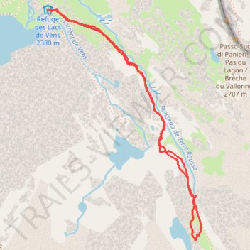Itinéraire 2025 08 10 - du refuge de Vens aux lacs Fourchas et Montagnette, distance, dénivelé, altitude, carte, profil, trace GPS