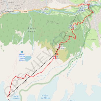 Itinéraire Glacier Girose depuis la Grave, distance, dénivelé, altitude, carte, profil, trace GPS