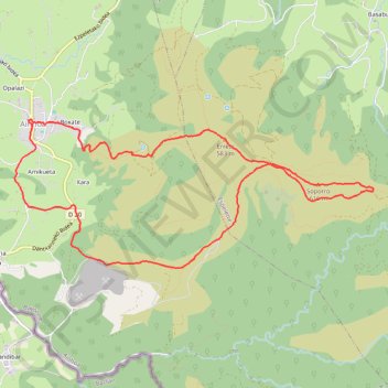 Itinéraire ERREBI et ATXULEGI depuis Ainhoa, distance, dénivelé, altitude, carte, profil, trace GPS