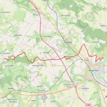 Itinéraire Hippodrome d'Argentan - Giel Courteilles, distance, dénivelé, altitude, carte, profil, trace GPS