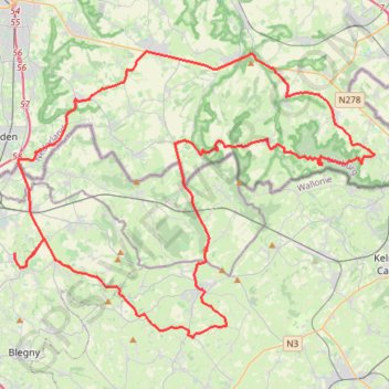 Itinéraire Chenestre ⇄ Vijlen, distance, dénivelé, altitude, carte, profil, trace GPS