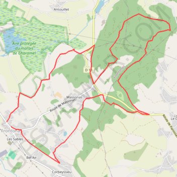 Itinéraire Frontonas, distance, dénivelé, altitude, carte, profil, trace GPS