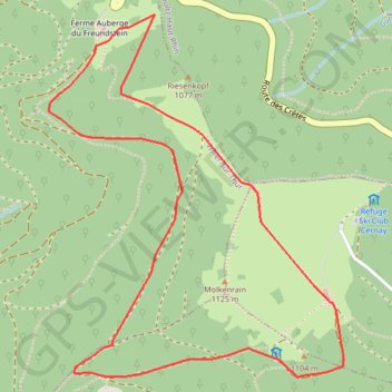 Itinéraire Molkenrain - Freundstein, distance, dénivelé, altitude, carte, profil, trace GPS
