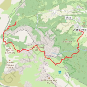 Itinéraire Chichilianne - Tête Chevalière, distance, dénivelé, altitude, carte, profil, trace GPS