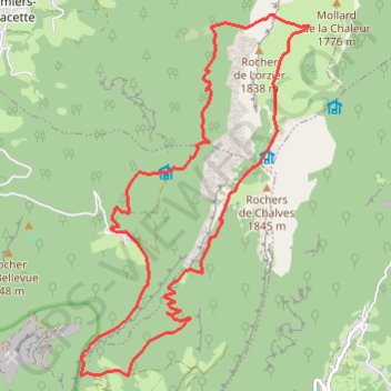 Itinéraire Rocher de Lorzier, distance, dénivelé, altitude, carte, profil, trace GPS